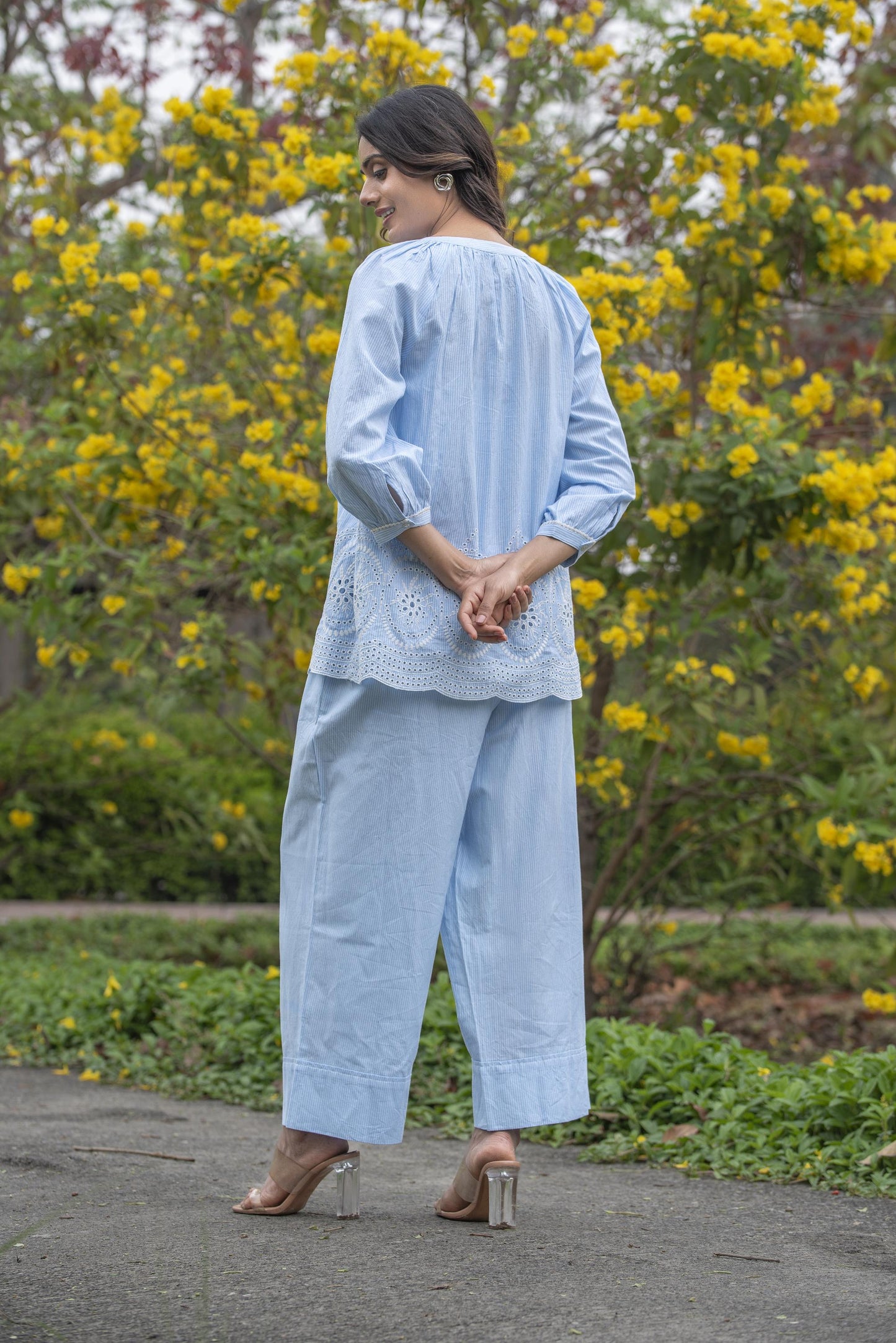 Blue stripe tonal coord set