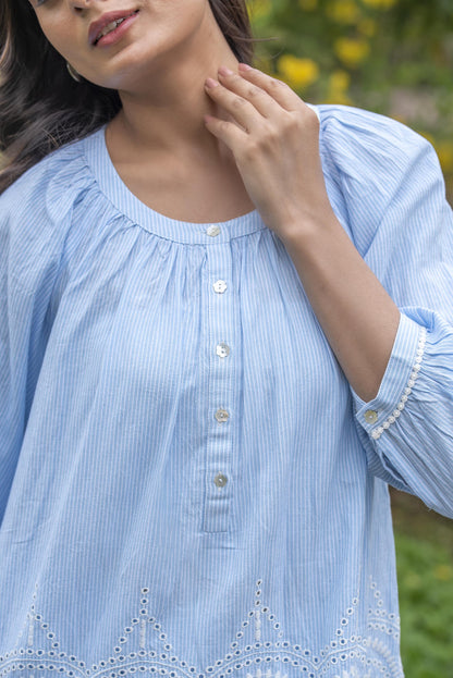 Blue stripe tonal coord set