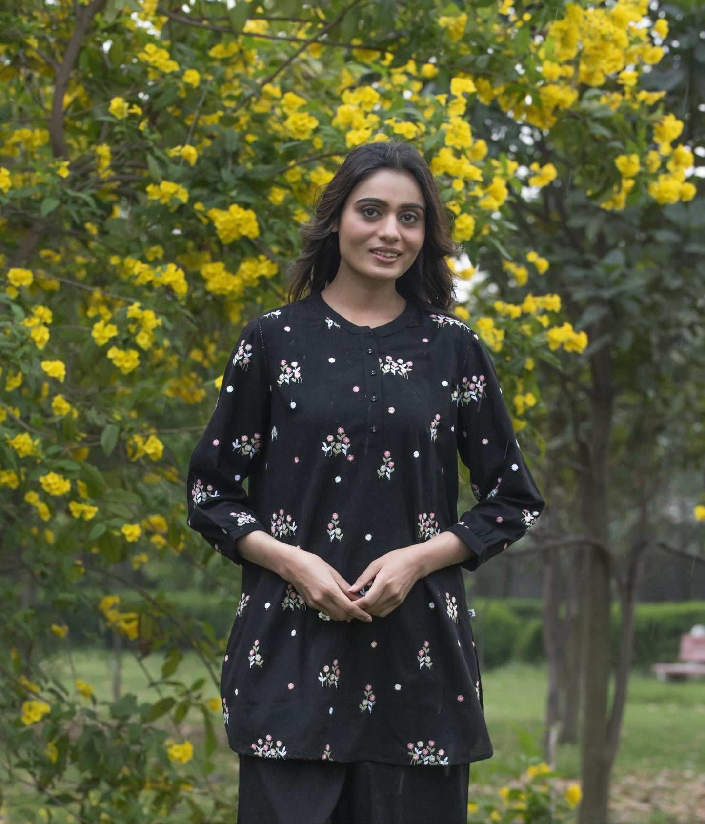 Black floral Tunic