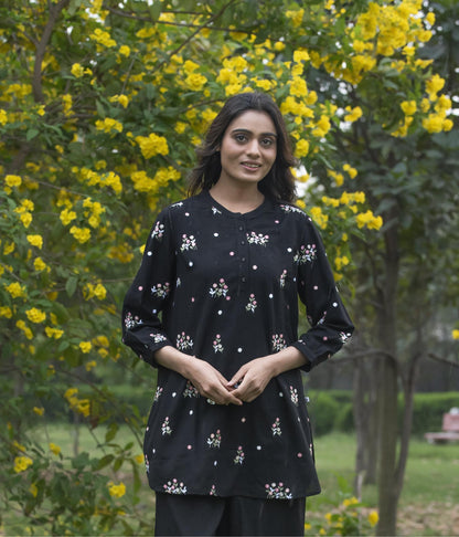 Black floral Tunic