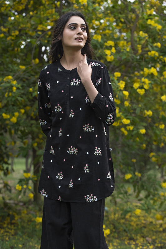 Black floral Tunic